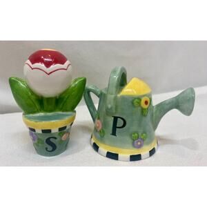 Mary Engelbreit Salt & Pepper Shakers Watering Can & Flower Spring Summer